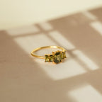 Art Deco Birthstone Ring Silver 18K Gold Plated