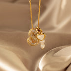 Pave Puff Letter Necklace Silver 18K Gold Plated