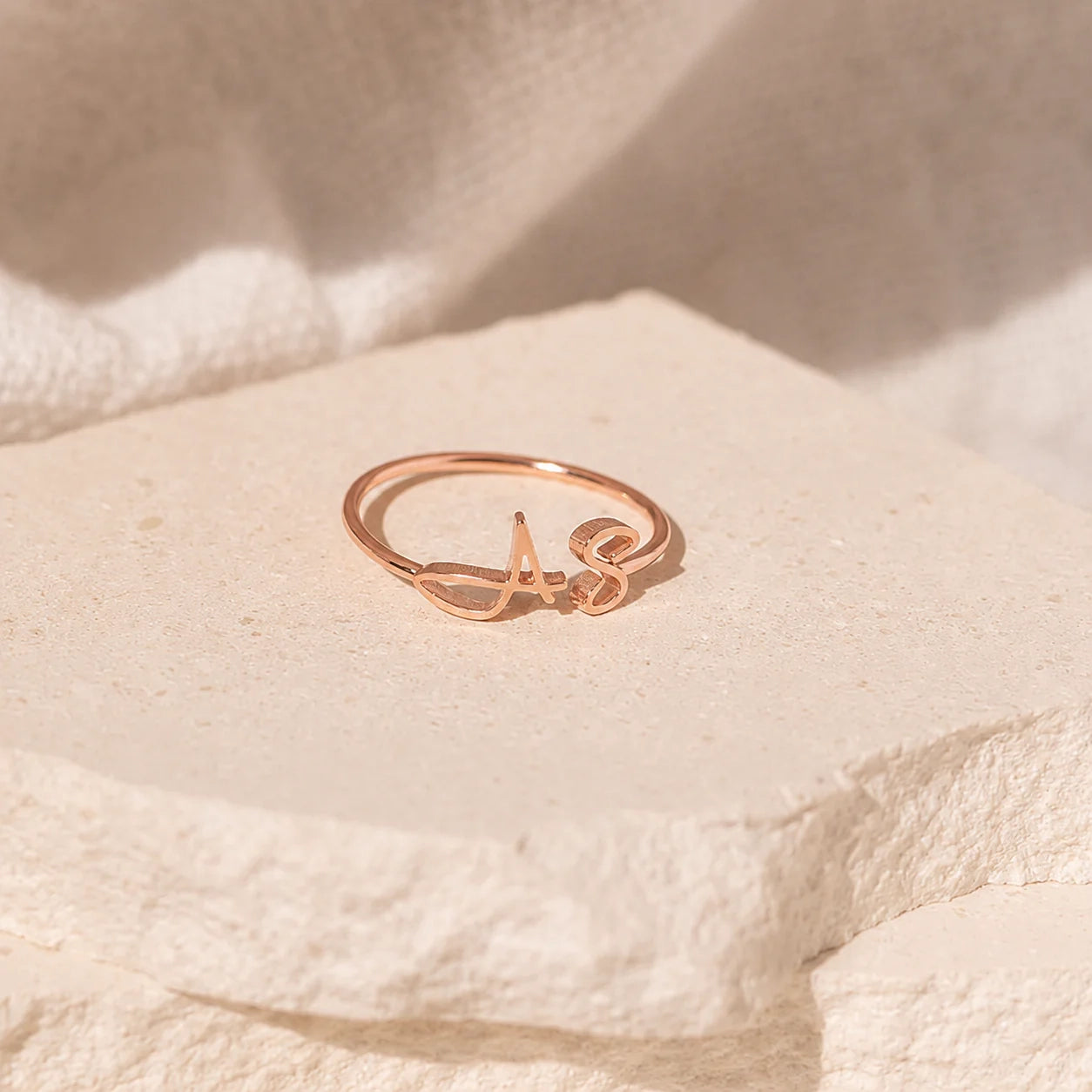Hallie Duo Initial Ring