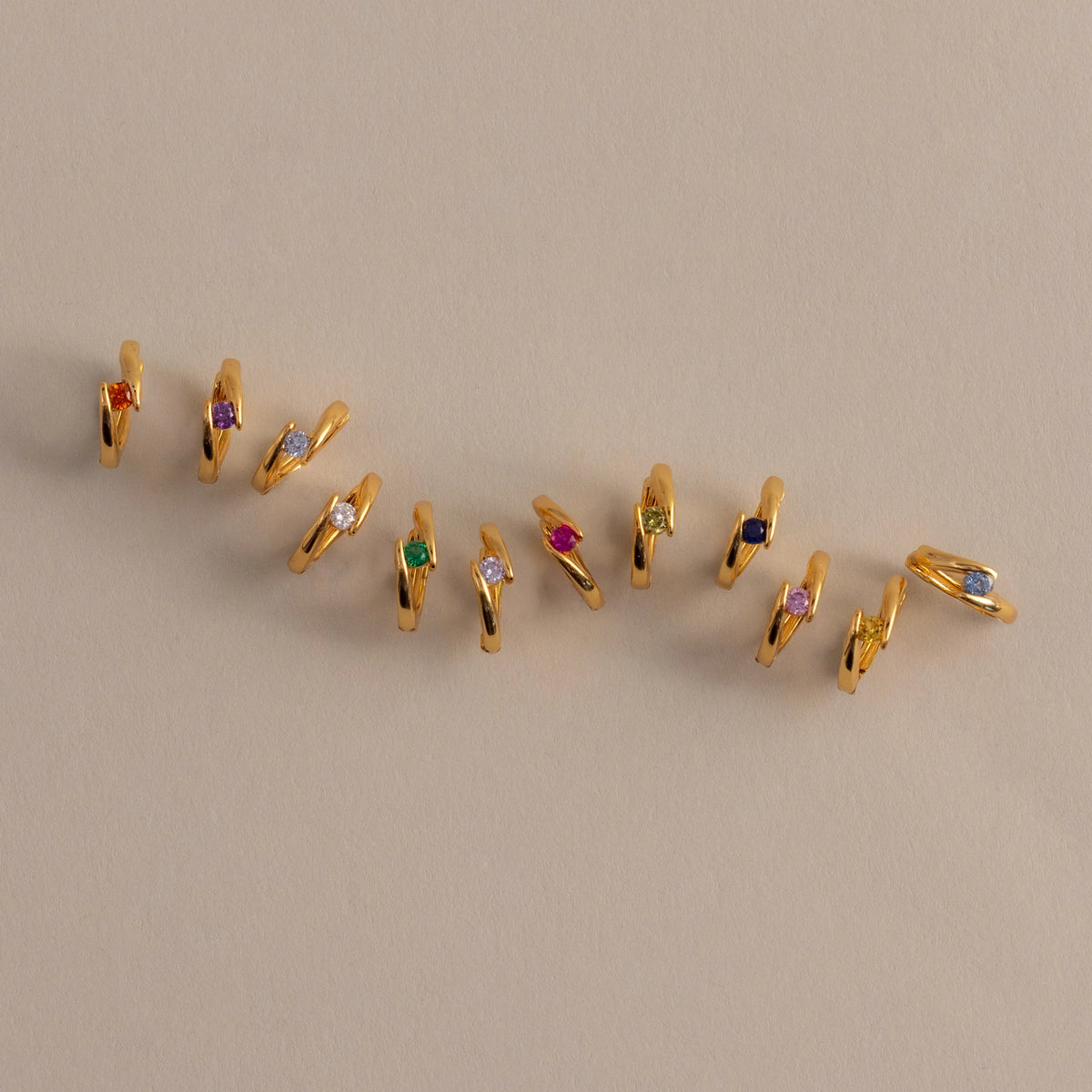 Floating Garnet Huggies Silver 18K Gold Plated