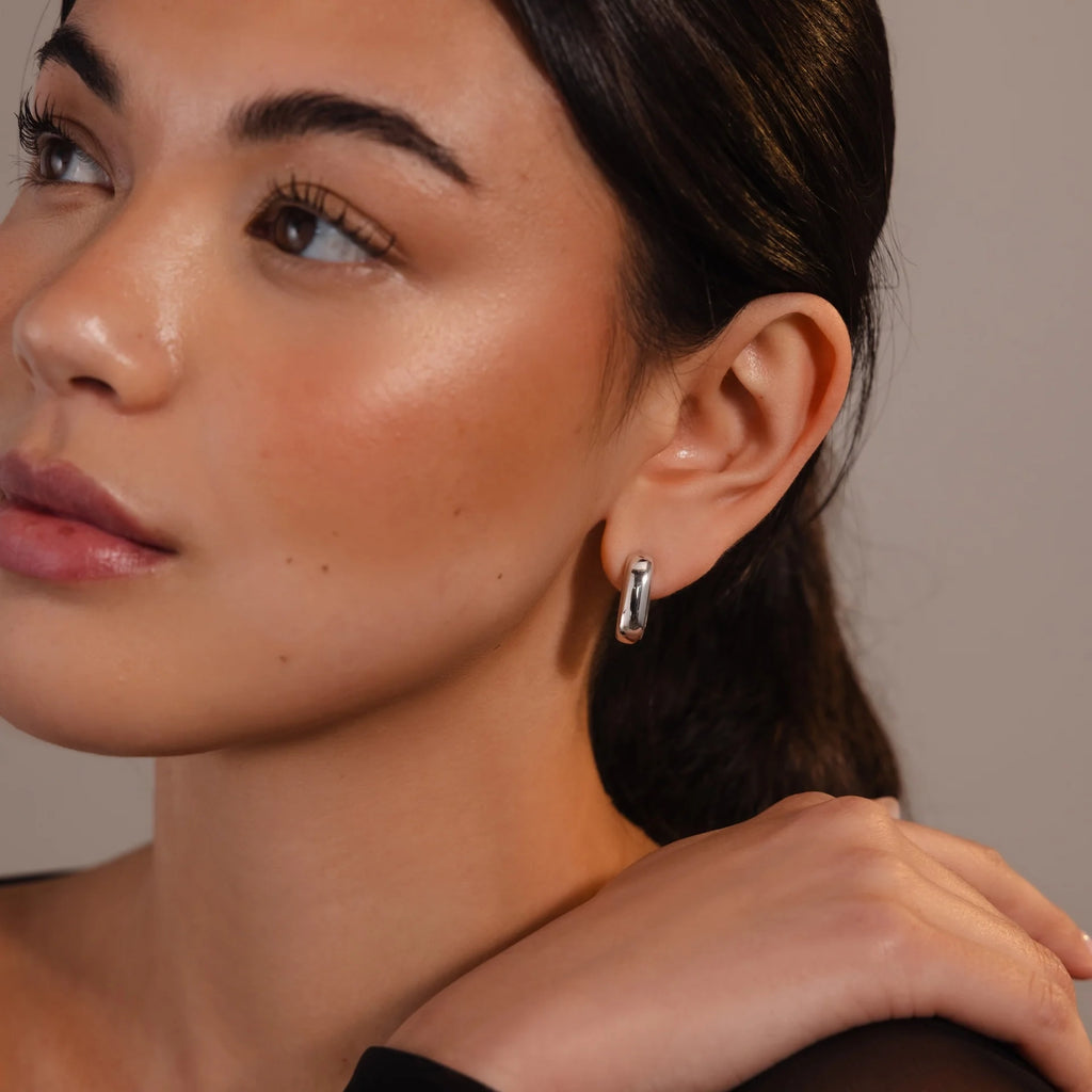 Bold Link Hoops  Silver 18K Gold Plated