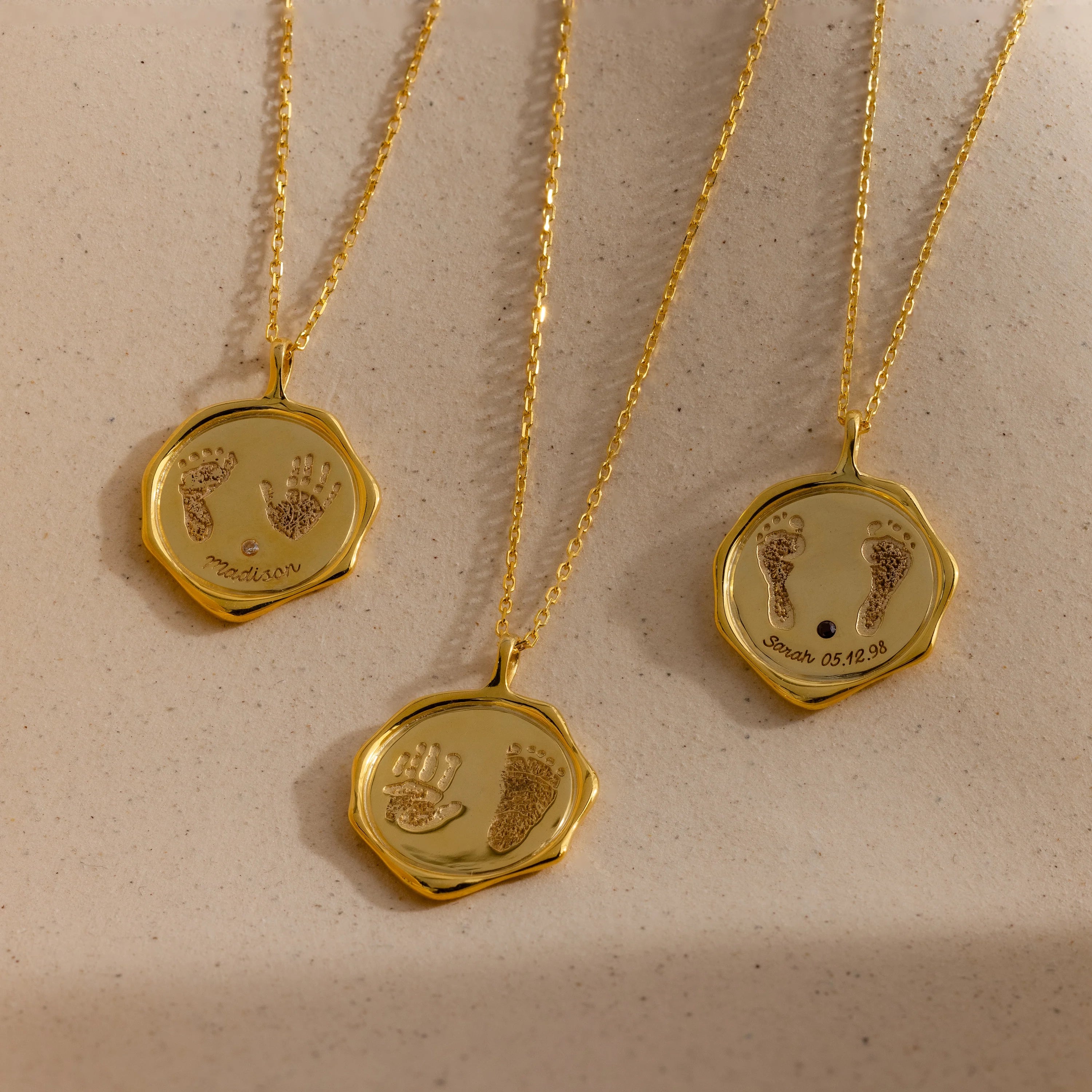 Baby Hand & Footprint Necklace Silver 18K Gold Plated