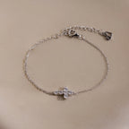 Diamond Cross Bracelet  Silver 18K Gold Plated
