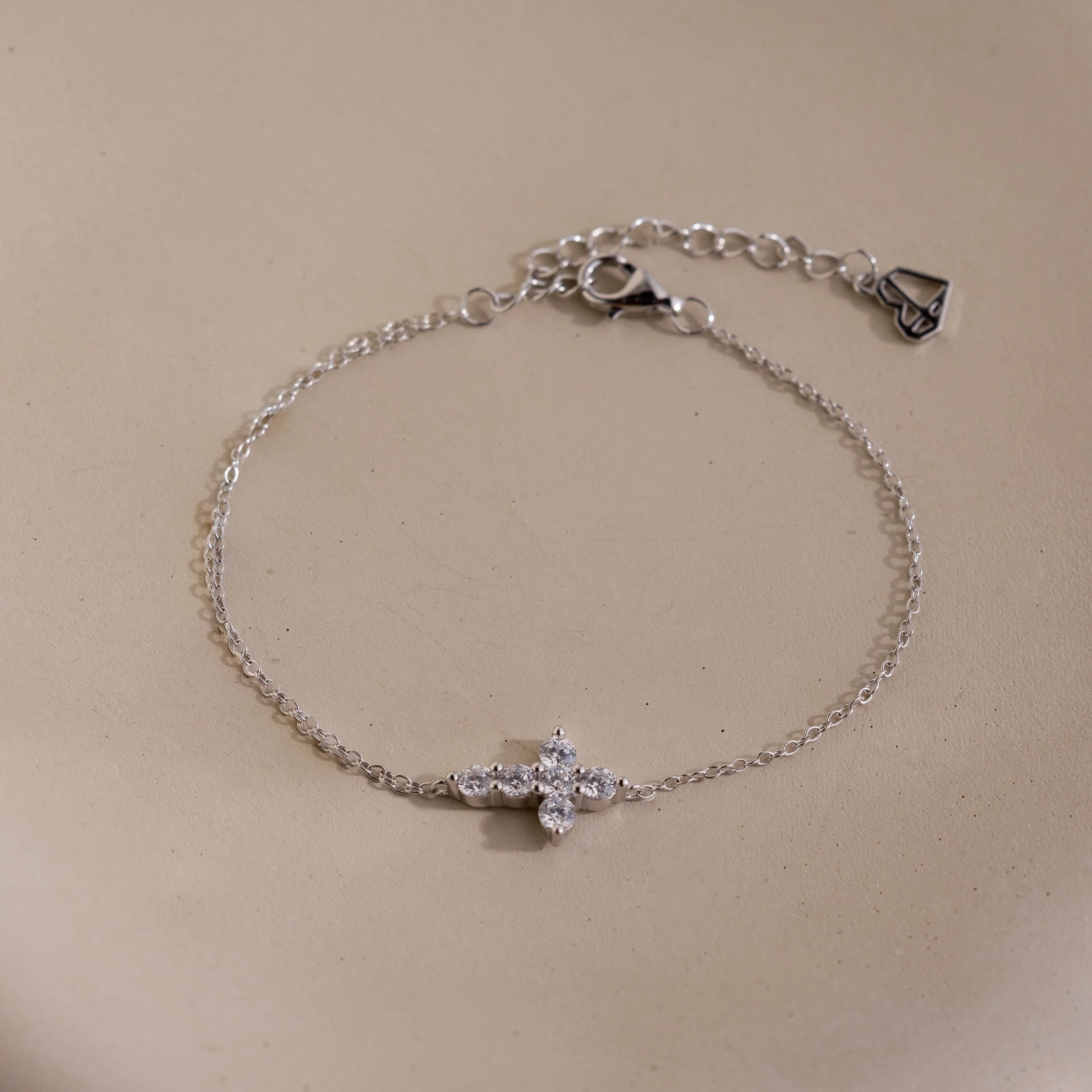 Diamond Cross Bracelet  Silver 18K Gold Plated