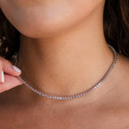 Pink Bezel Tennis Necklace Silver 18K Gold Plated