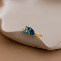 Toi et Moi Birthstone Ring Silver 18K Gold Plated