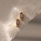 Diamond Baguette Cut Alexandrite Drop Studs Silver 18K Gold Plated