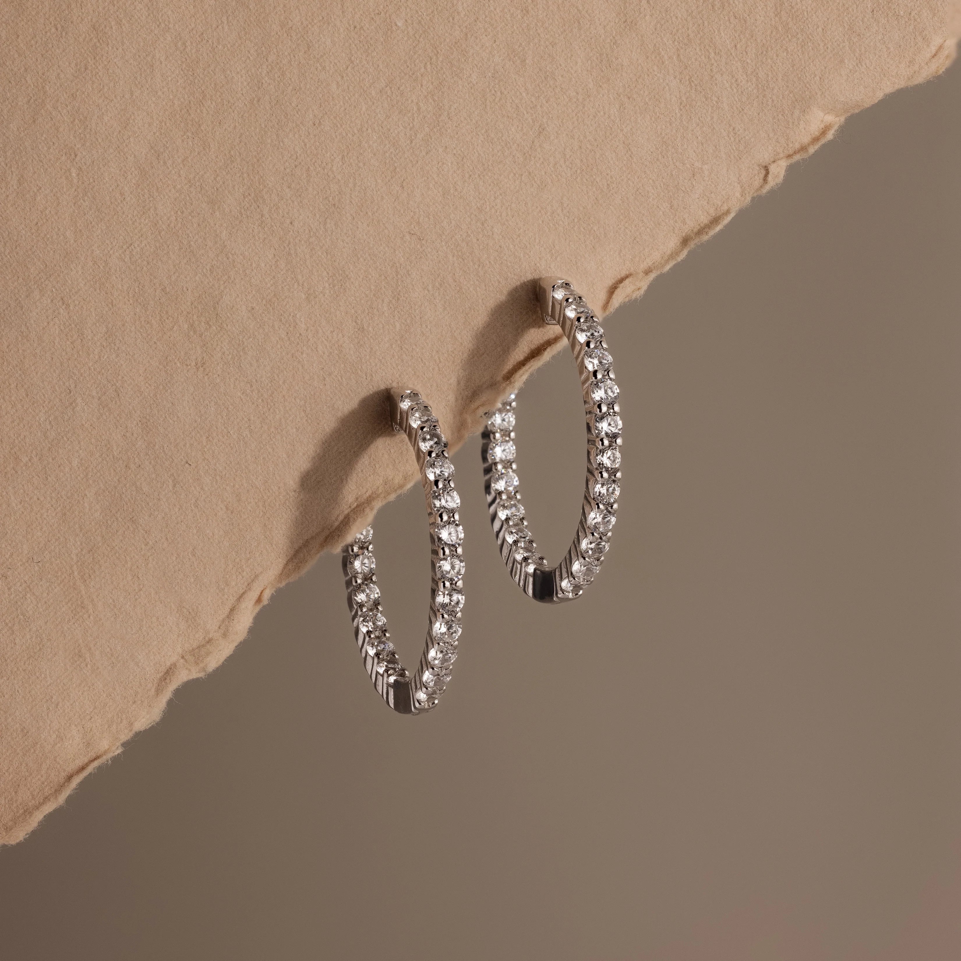 Inside Out Diamond Hoops Silver 18K Gold Plated