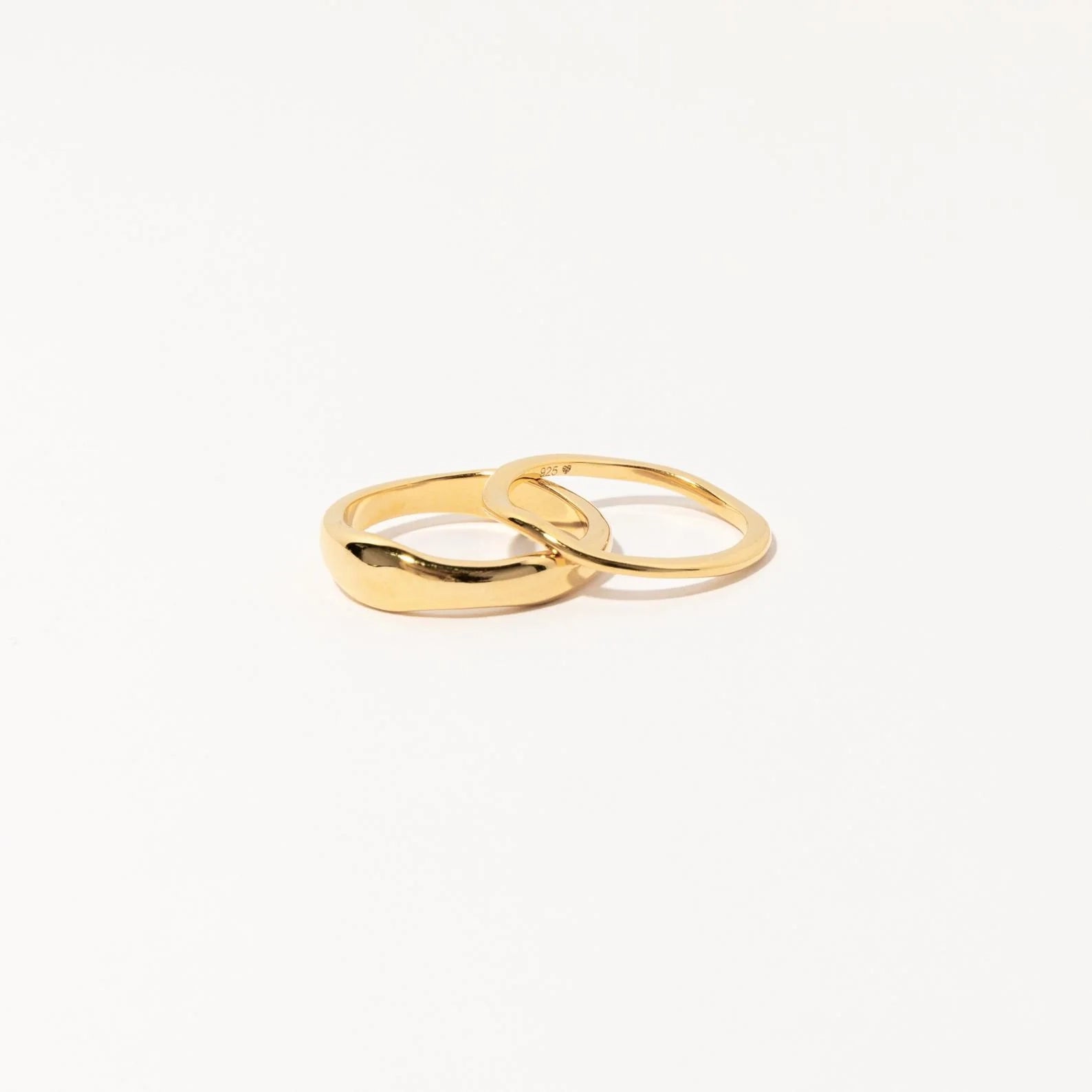 Duo Curve Ring Band Silver 18K Gold Plated