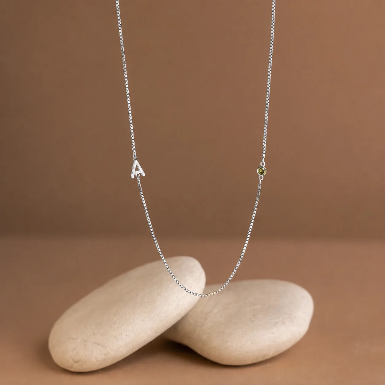 Birthstone Initial Necklace