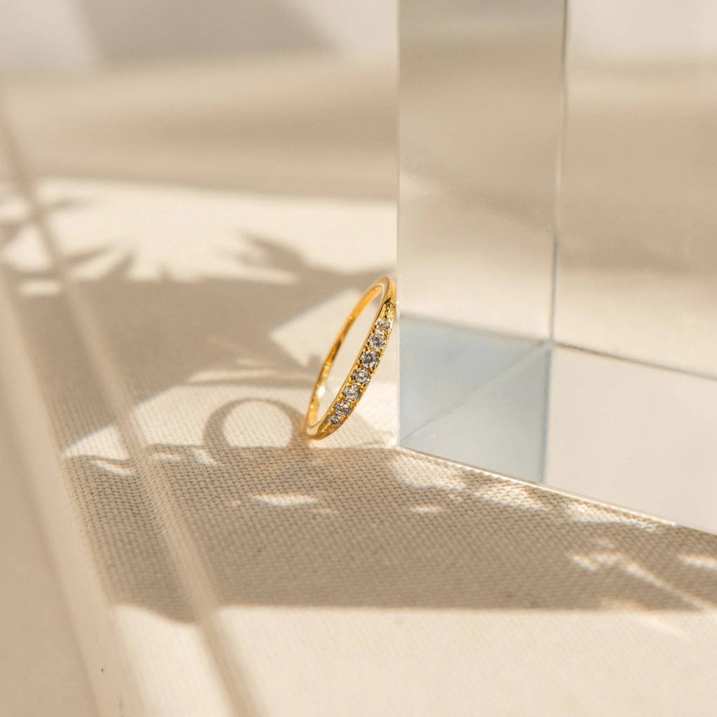 Lace Pave Diamond Ring Silver 18K Gold Plated