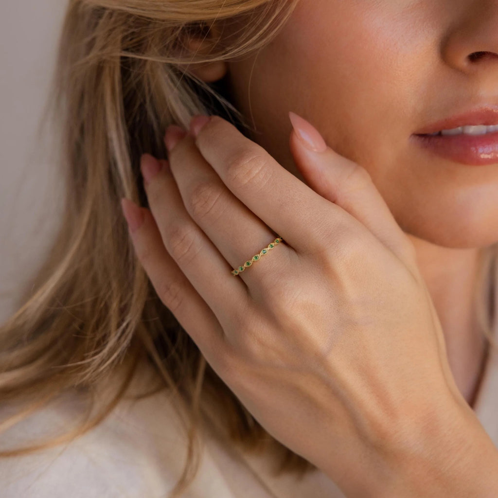 Dainty Marquise Amethyst Ring  Silver 18K Gold Plated