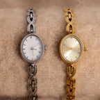 Oval Infinity Link Timepiece Silver 18K Gold Plated