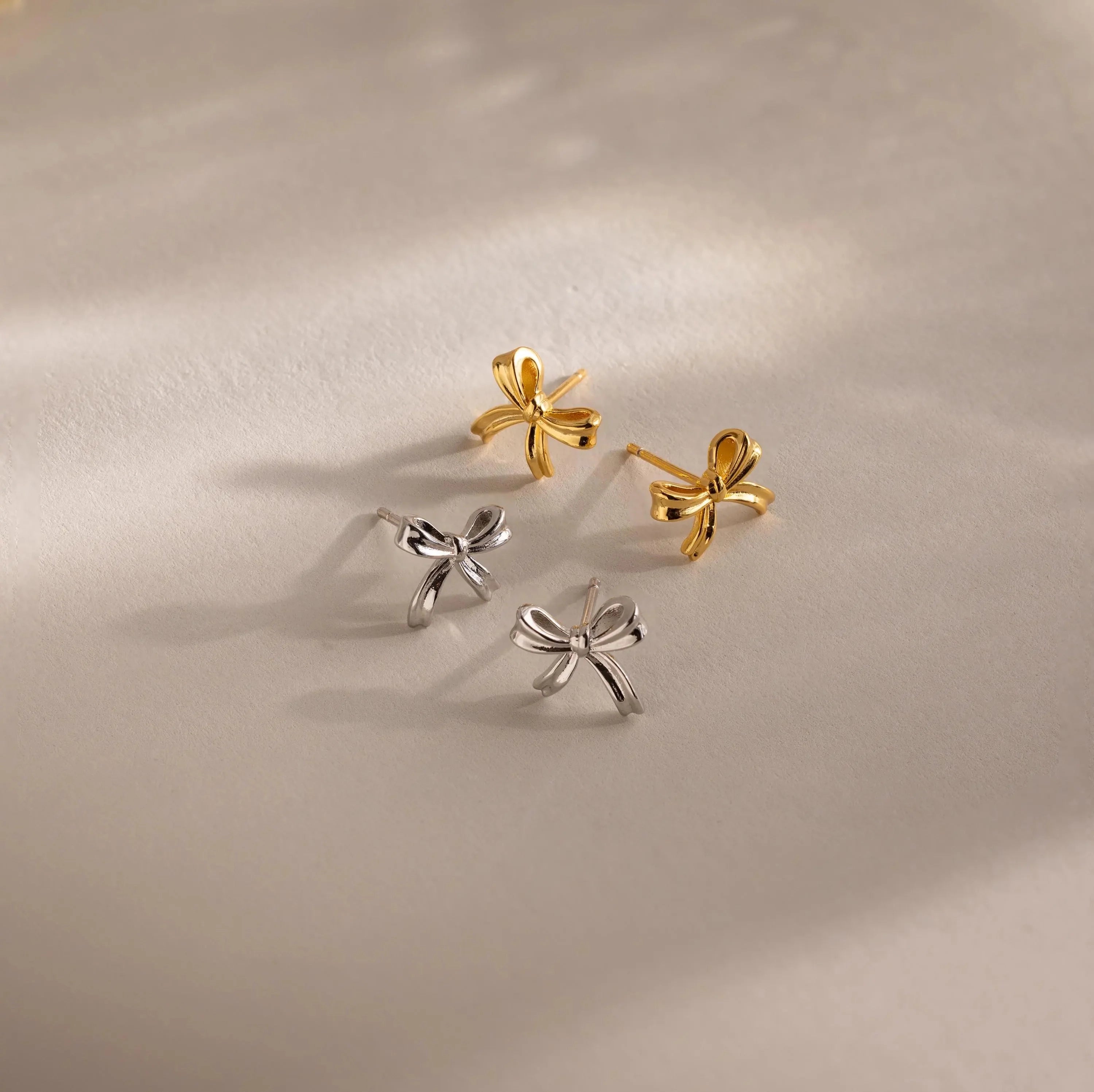Bow Studs Silver 18K Gold Plated