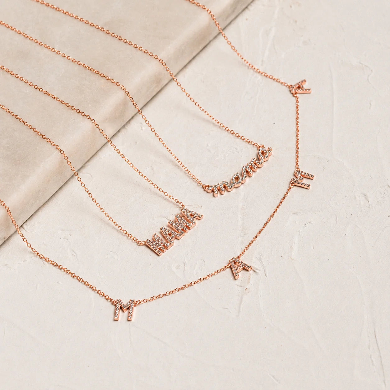 Pave Mama Script Necklace