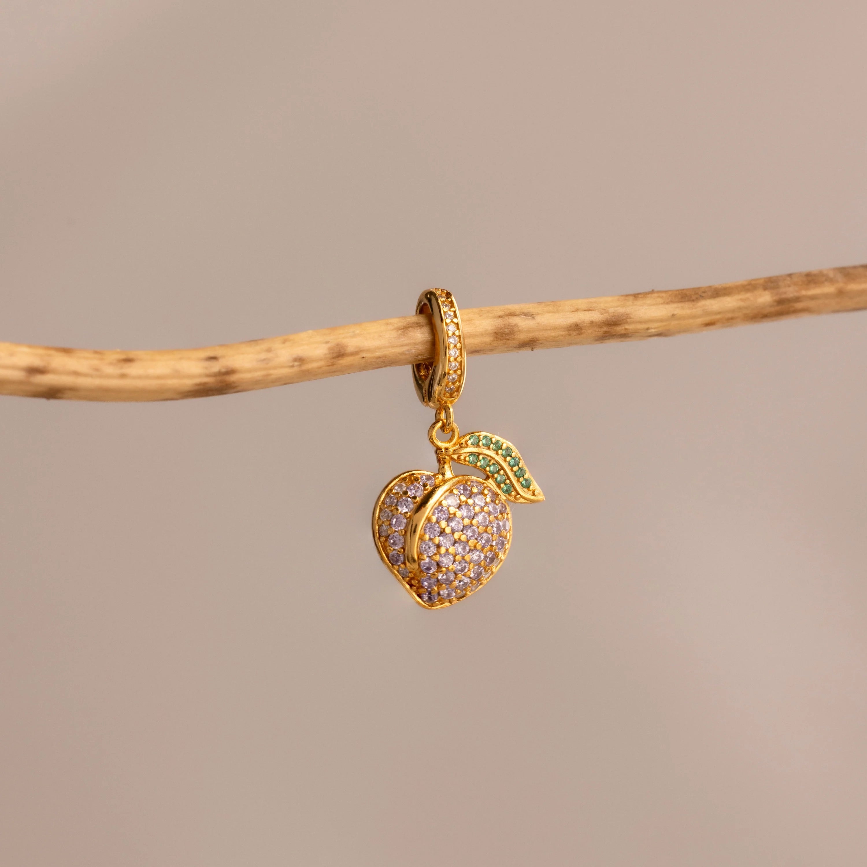 Alexandrite Pavé Peach Charm Silver 18K Gold Plated
