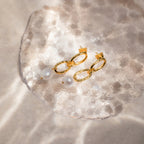 Pearl Drop Link Studs Silver 18K Gold Plated