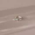 Aquamarine Duo Linked Ring Set Silver 18K Gold Plated