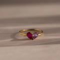 Toi et Moi Teardrop Heart Ring Silver 18K Gold Plated