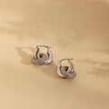 Duo Pave Link Hoops Silver 18K Gold Plated