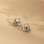 Diamond Duo Pave Link Hoops  Silver 18K Gold Plated
