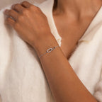Pave Linked Pendant Bracelet Silver 18K Gold Plated