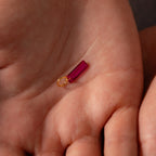 Skinny Baguette Ruby Charm Silver 18K Gold Plated