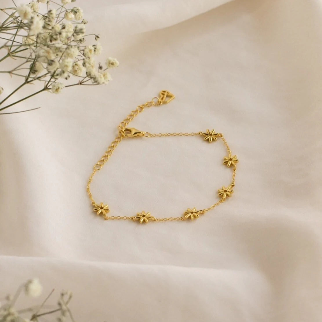 Flower Child Bracelet Silver 18K Gold Plated