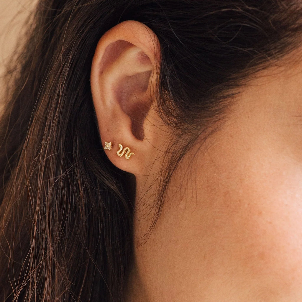 Tiny Python Studs Silver 18K Gold Plated