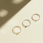 Twisted Birthstone Ring Silver 18K Gold Plated