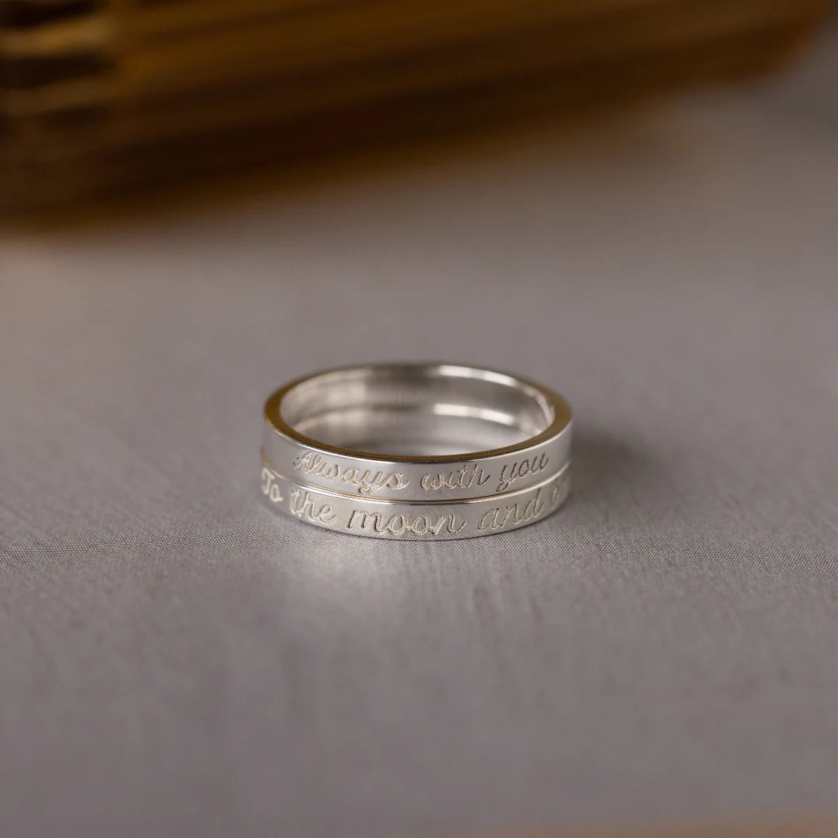 Ann Thin Message Ring Silver 18K Gold Plated