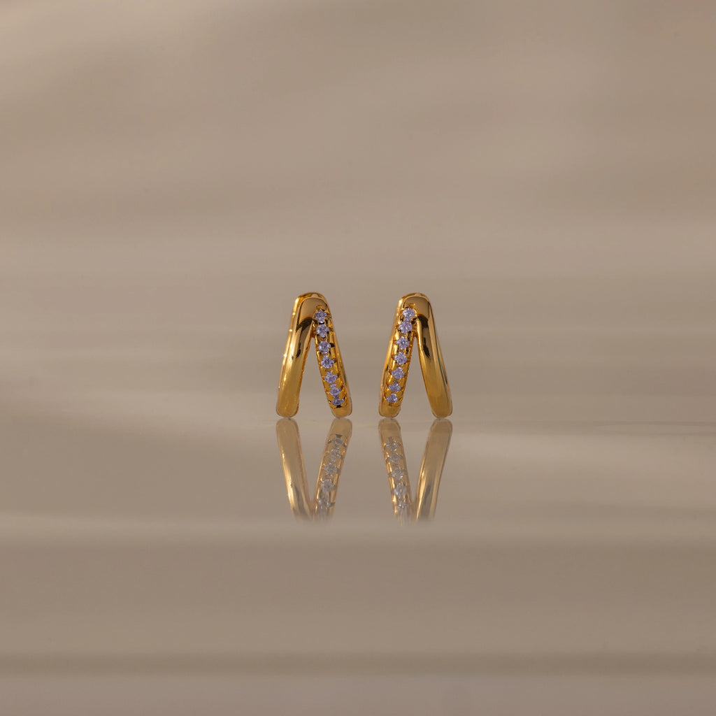 Amelia Duo Alexandrite Huggies Silver 18K Gold Plated
