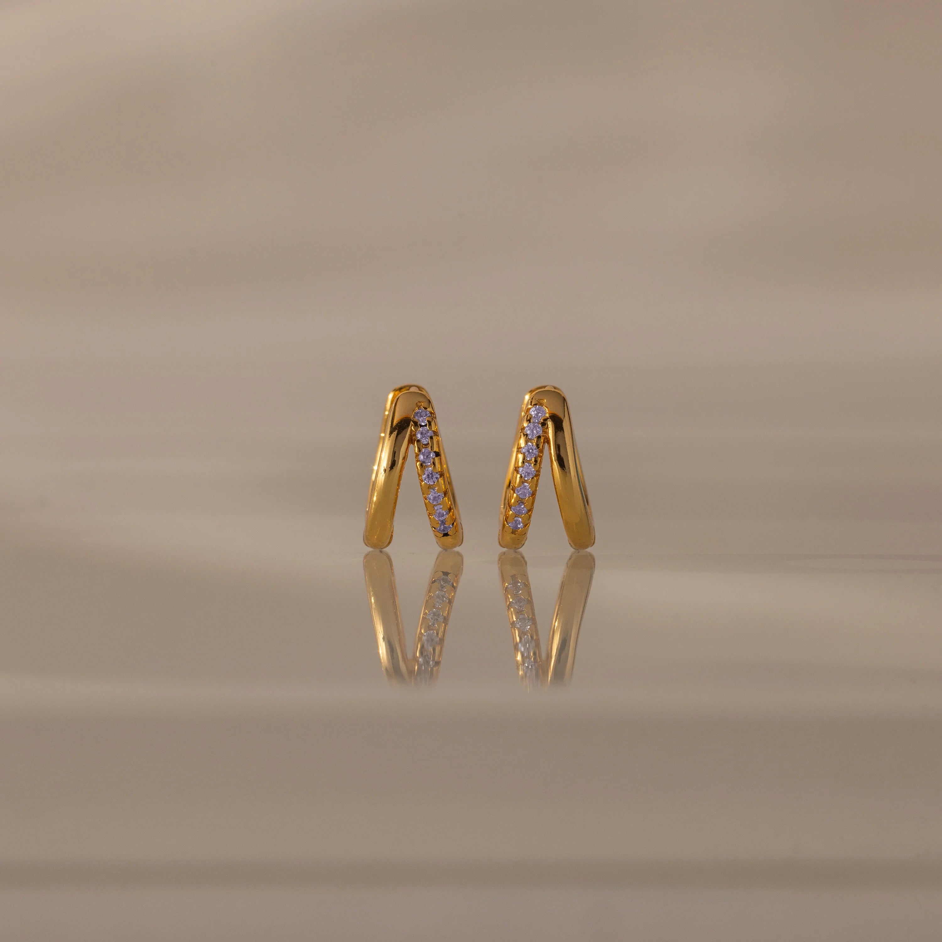 Amelia Duo Alexandrite Huggies Silver 18K Gold Plated