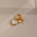 Pave Pearl Heart Charm Silver 18K Gold Plated
