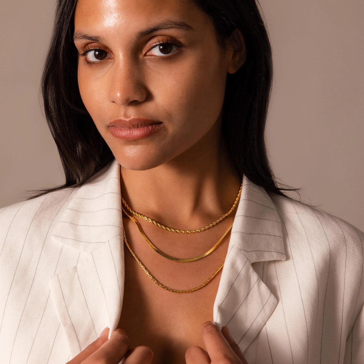 Bold Snake Chain Necklace Silver 18K Gold Plated