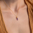 Amethyst Quartz Necklace Silver 18K Gold Plated