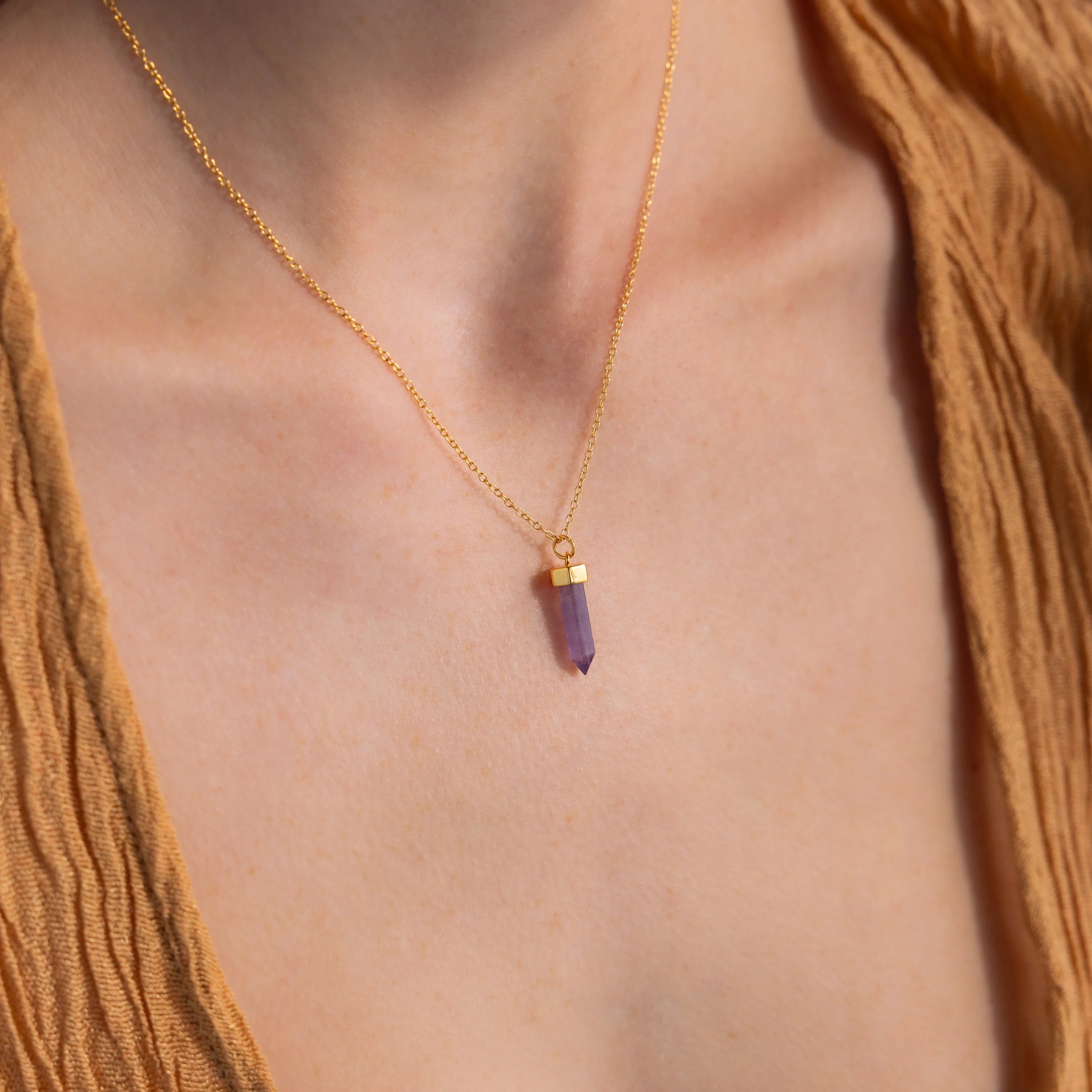 Amethyst Quartz Necklace Silver 18K Gold Plated