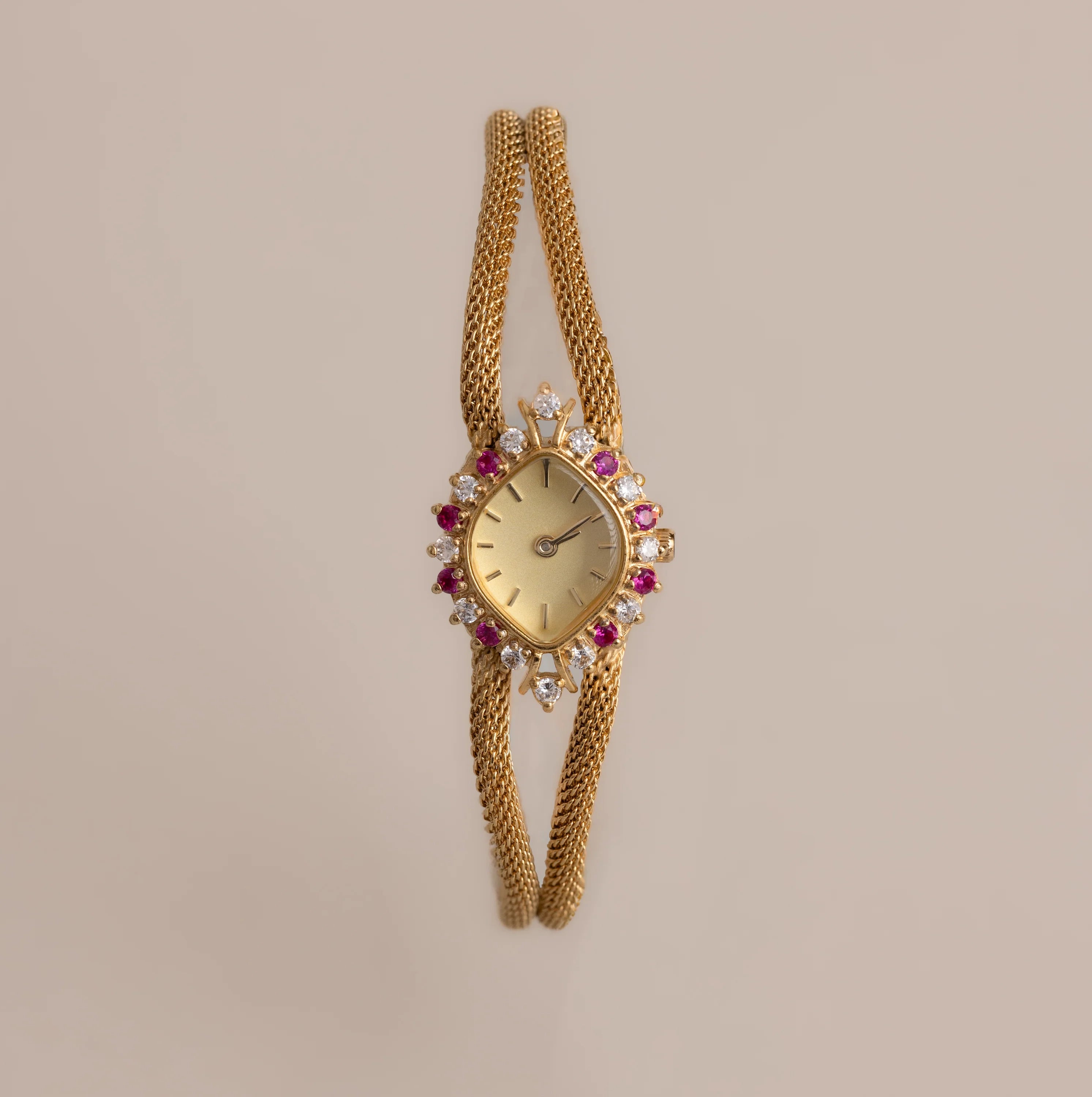 Gemstone Duo Chain Timepiece Silver 18K Gold Plated