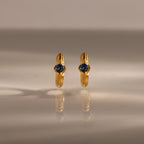Ribbed Blue Zircon Huggies Silver 18K Gold Plated
