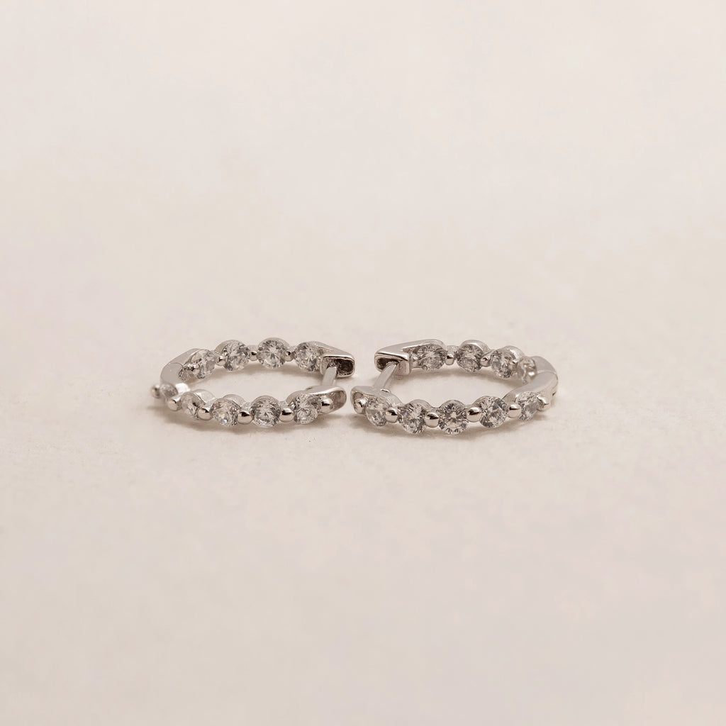 Inside Out Diamond Huggies Silver 18K Gold Plated