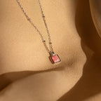 Pink Opal Pendant Necklace Silver 18K Gold Plated