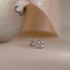Diamond Pearl Flower Studs Silver 18K Gold Plated