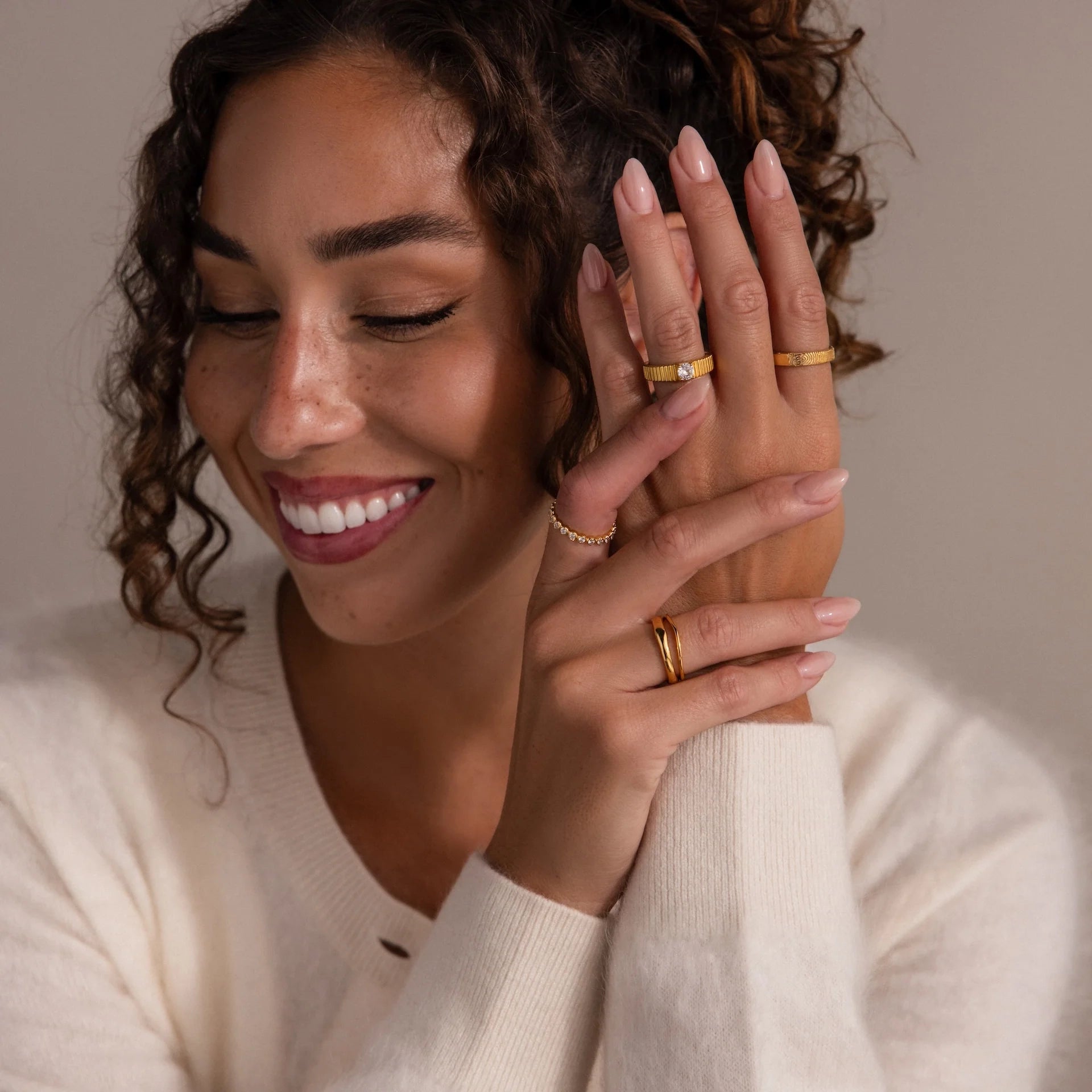 Organic Fingerprint Band Silver 18K Gold Plated