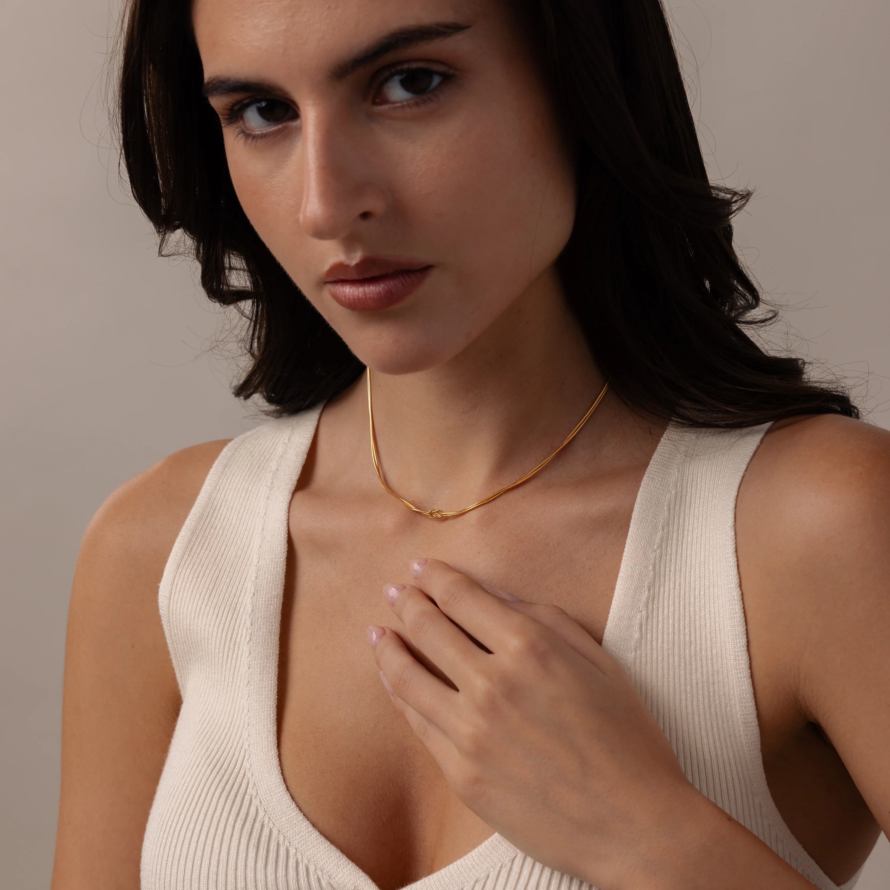Love Knot Chain Necklace Silver 18K Gold Plated
