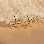 Classic Ribbon Bow Huggies Silver 18K Gold Plated