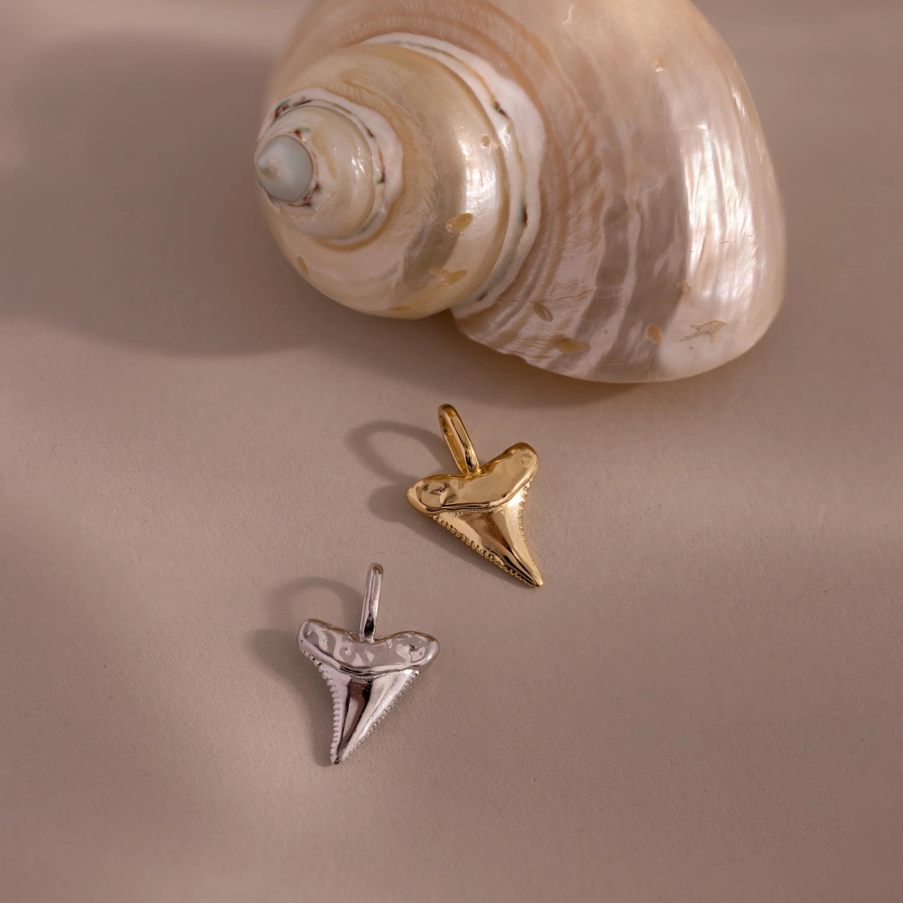 Shark Tooth Charm Silver 18K Gold Plated