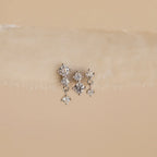 Triple Diamond Studs Set Silver 18K Gold Plated