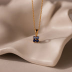 Ombre Blue Zircon Flower Necklace Silver 18K Gold Plated