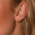 Diamond Cross Huggies Silver 18K Gold Plated