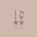 Diamond Blossom Drop Huggies Silver 18K Gold Plated